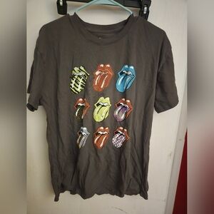 The Rolling Stones Graphic T-Shirt - Gray with Multicolor Graphics